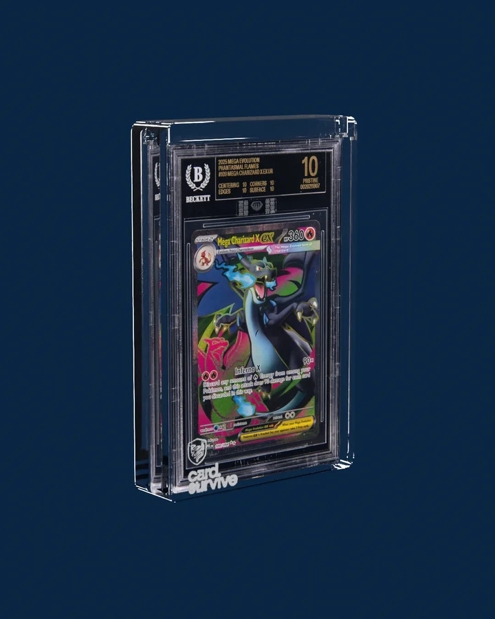 The Tank, shown with a Beckett 10 Pristine Mega Charizard X ex UR slab, not included